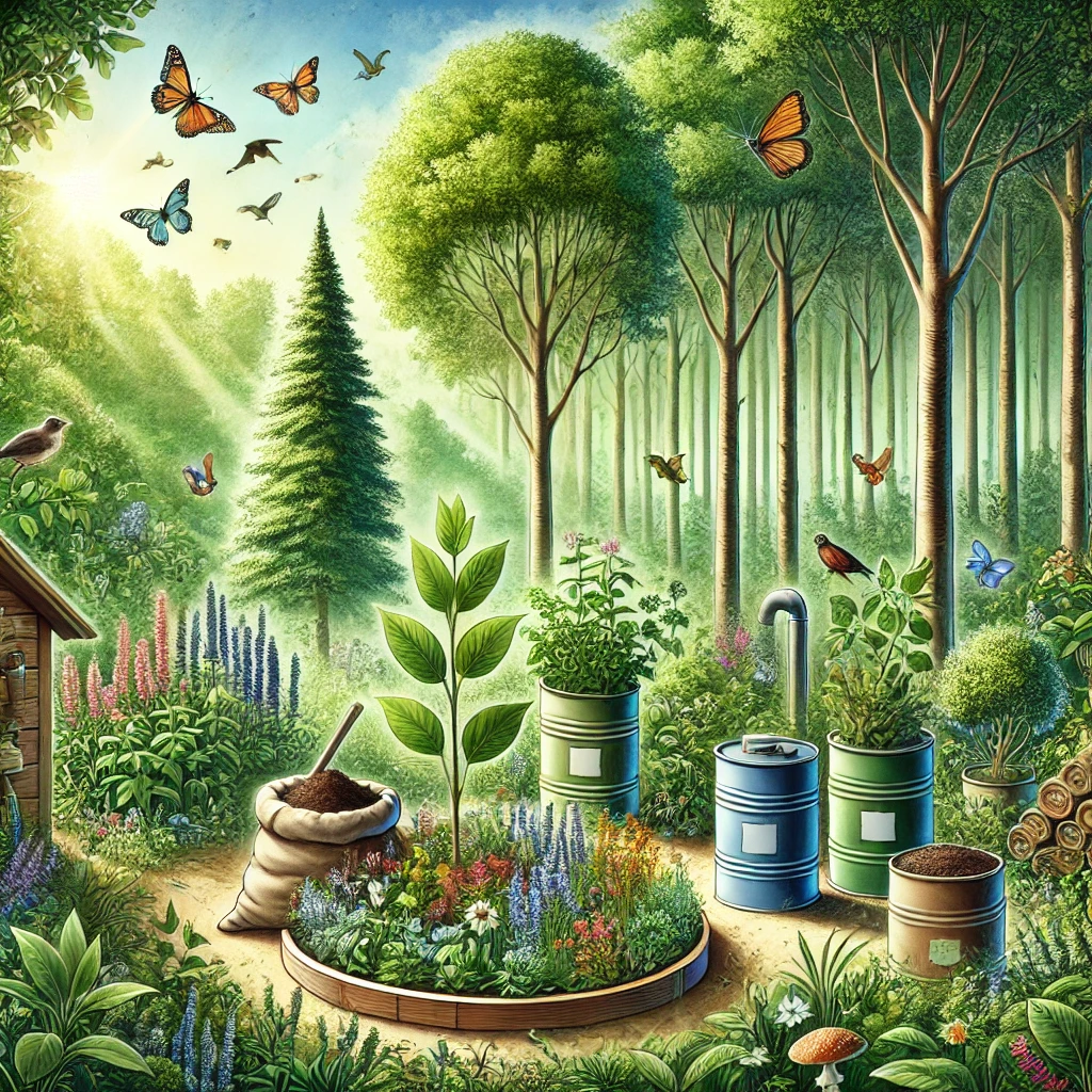 DALL·E 2024-11-29 13.56.55 – A depiction of the value ‘Respect for the Environment’ in natural medicine_ a lush forest with medicinal plants growing harmoniously. The scene includ